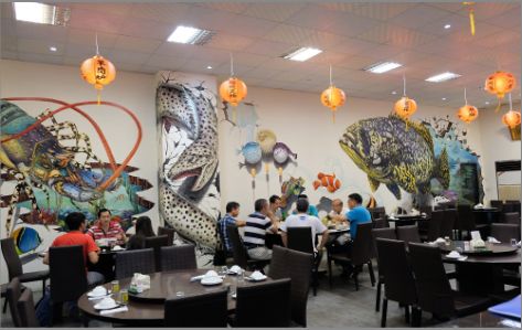 长垣海鲜餐厅墙体彩绘